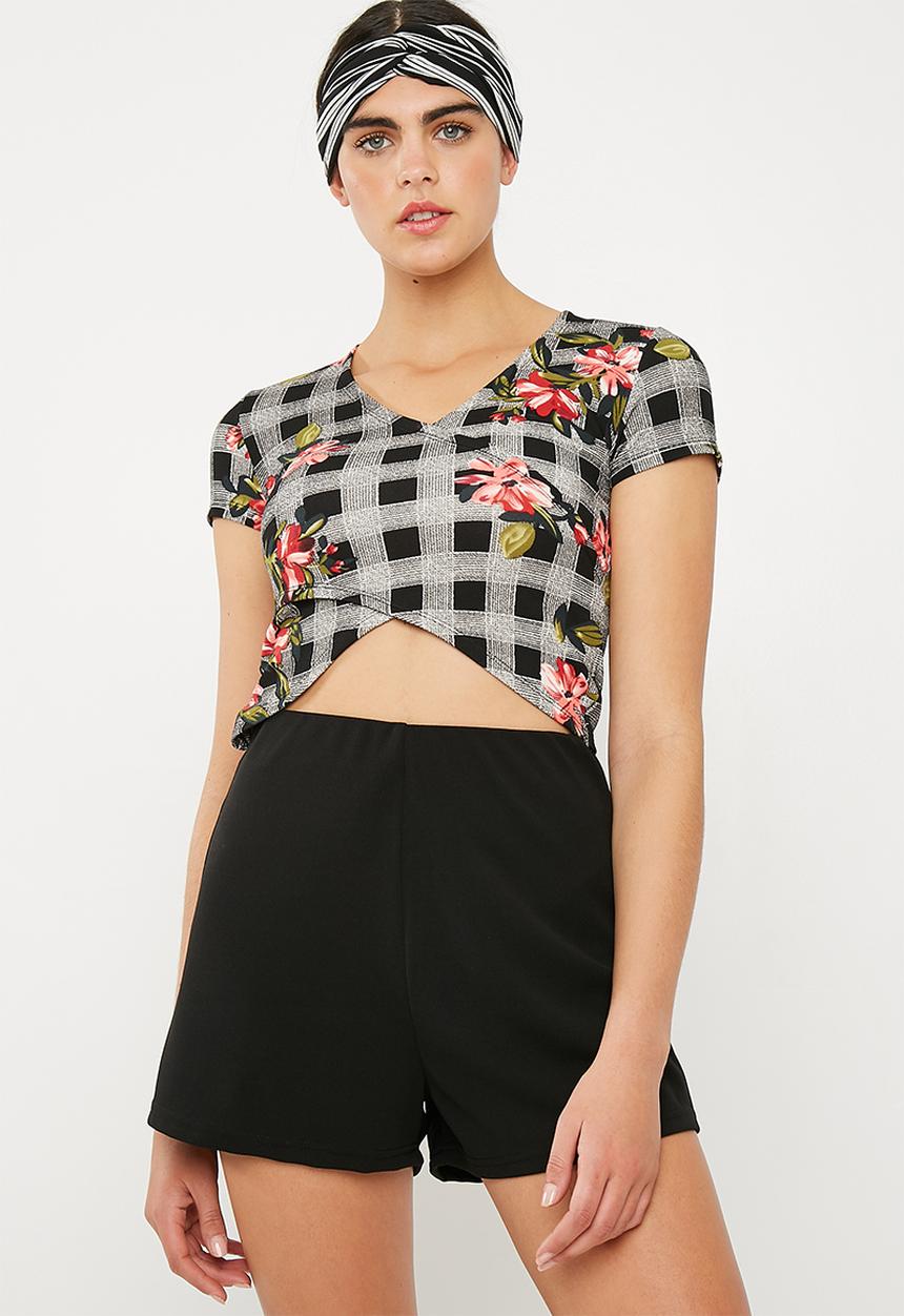 Superbalist - Fitted mock wrap front tee - multi