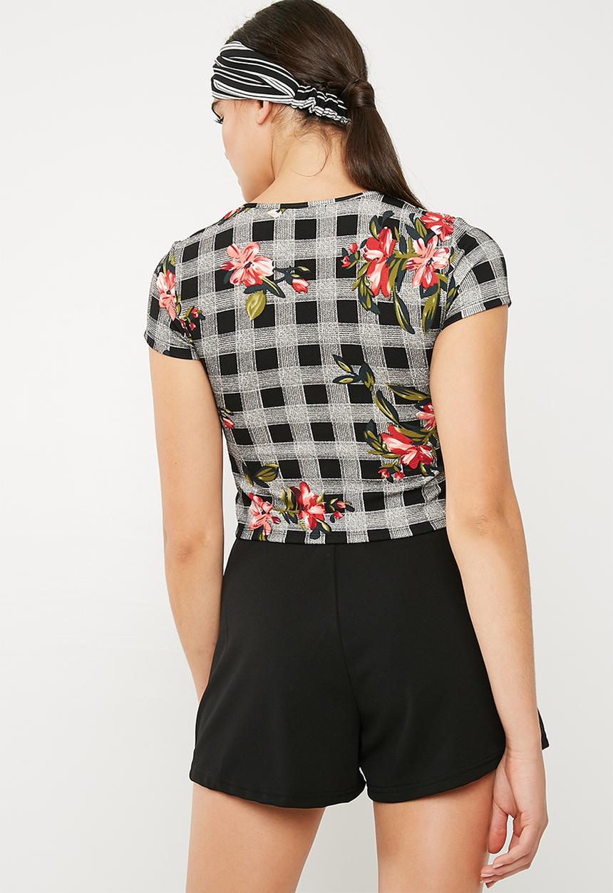 Superbalist - Fitted mock wrap front tee - multi