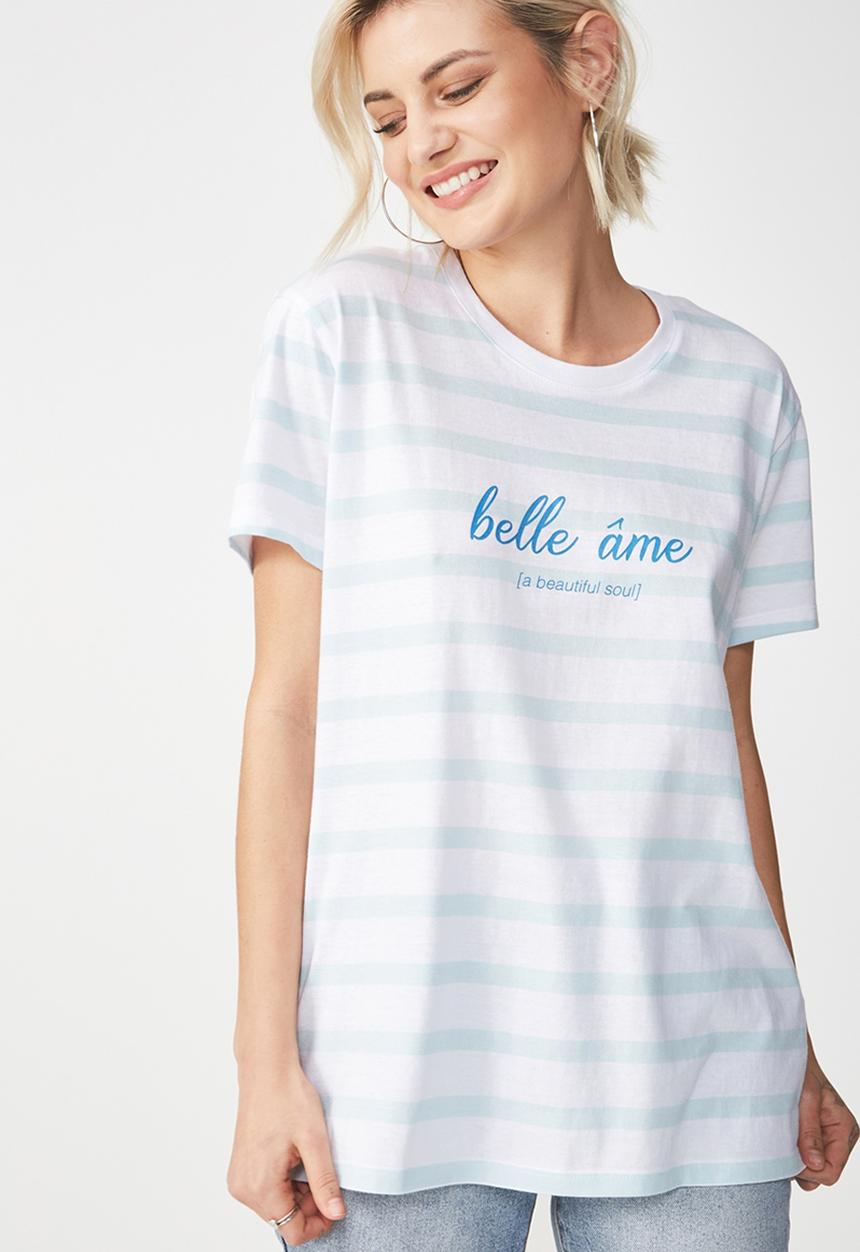 Cotton On - Tbar fox graphic - white & blue