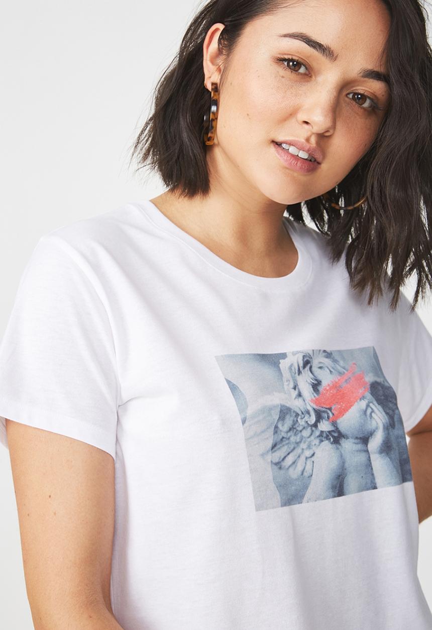 Cotton On - Tbar fox graphic T shirt - white