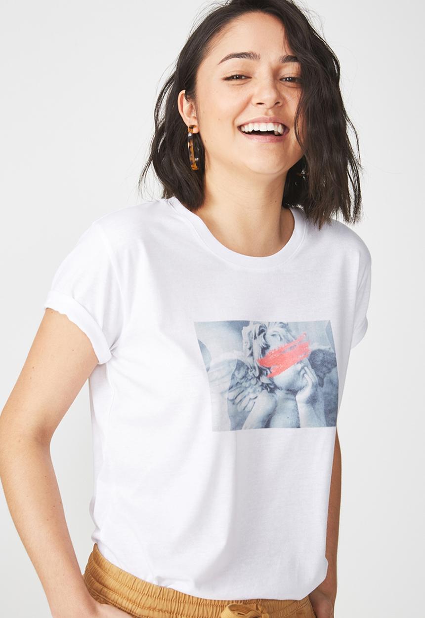 Cotton On - Tbar fox graphic T shirt - white