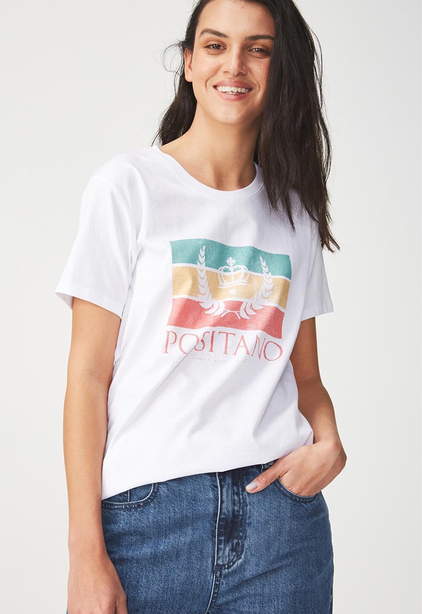 Cotton On - Tbar fox graphic T-shirt Positano - white