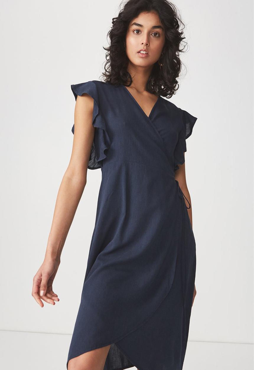 Cotton On - Woven Winnie wrap hi-low dress - navy