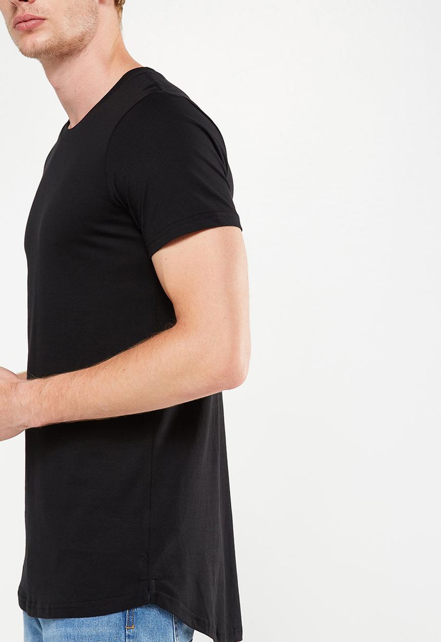 Cotton On - Essential longline curved hem tee - black 