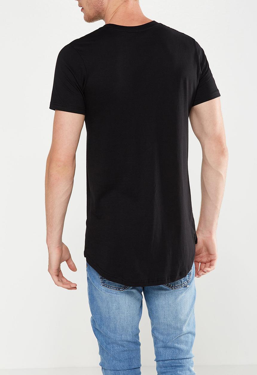 Cotton On - Essential longline curved hem tee - black 