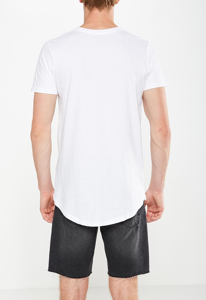 Cotton On - Essential longline curved hem tee - white 
