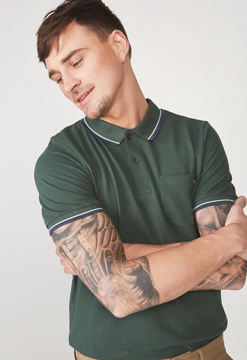 Cotton On - Icon short sleeve polo - green 