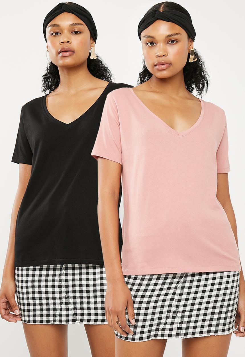 Superbalist - Boyfriend tees 2 pack - black & pink 