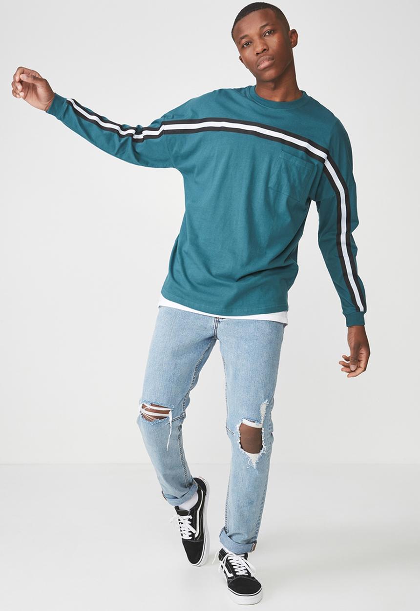 Cotton On - Drop shoulder long sleeve tee - blue 
