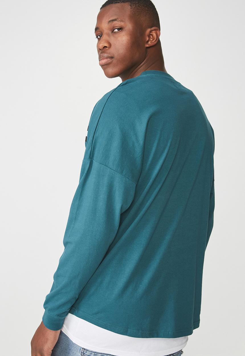 Cotton On - Drop shoulder long sleeve tee - blue 