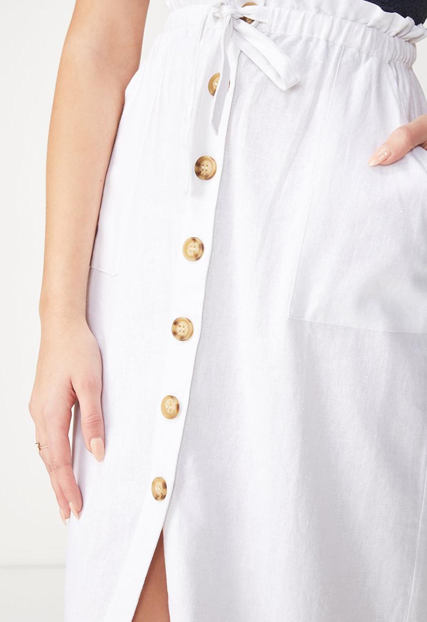 Cotton On - Woven molly button through midi skirt - white