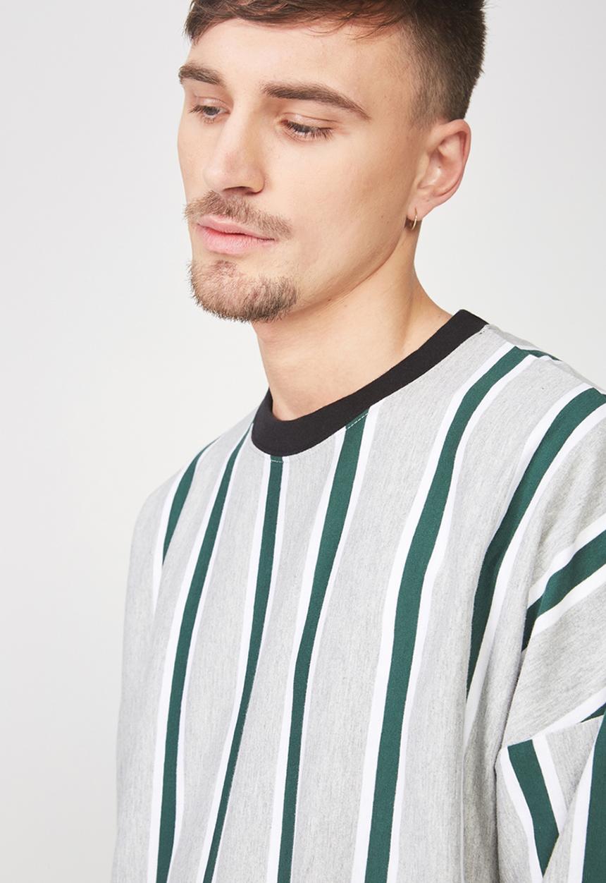 Cotton On - Drop shoulder long sleeve tee - grey & green 