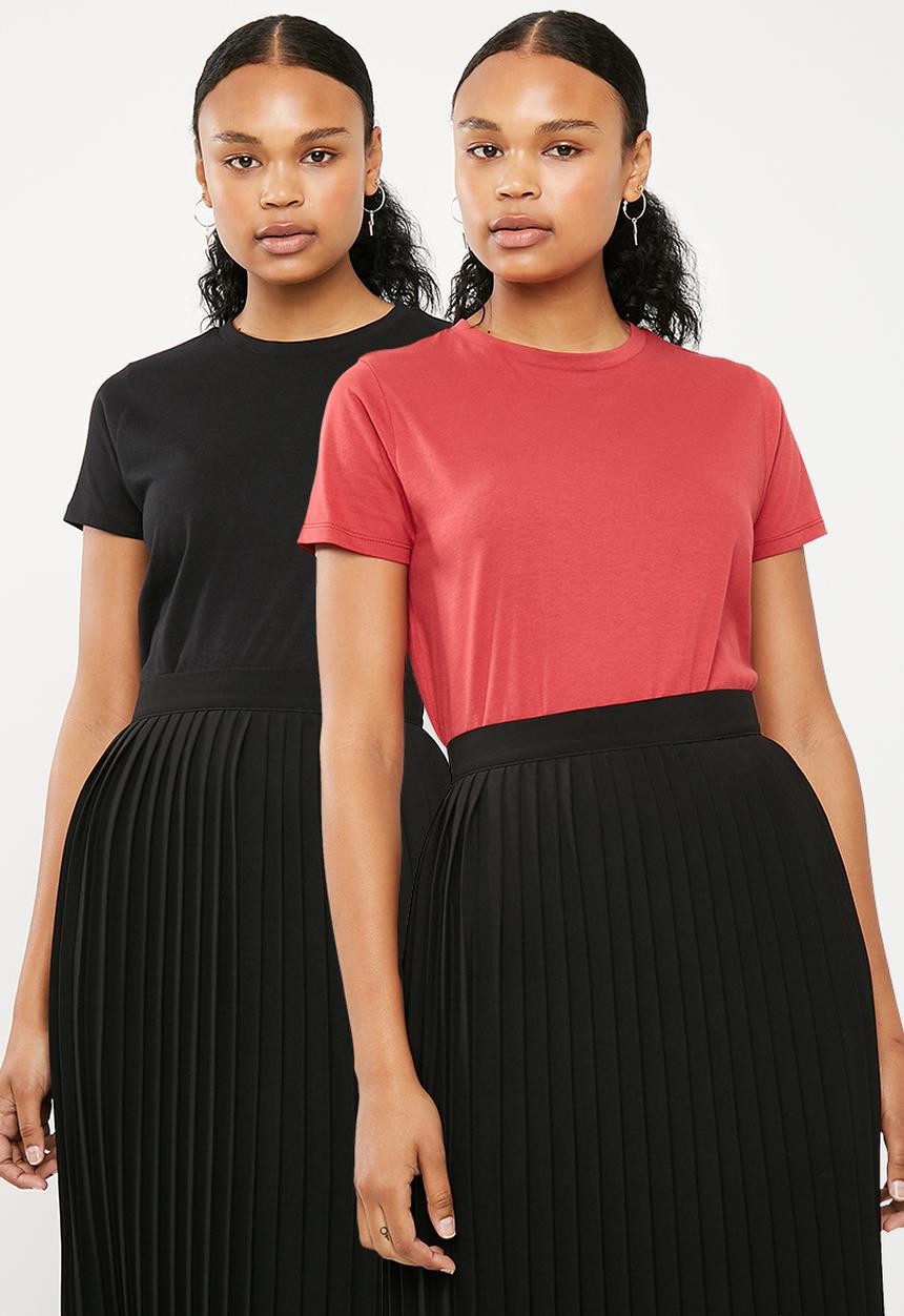 Superbalist - Crew neck 2 pack tees - black & red 