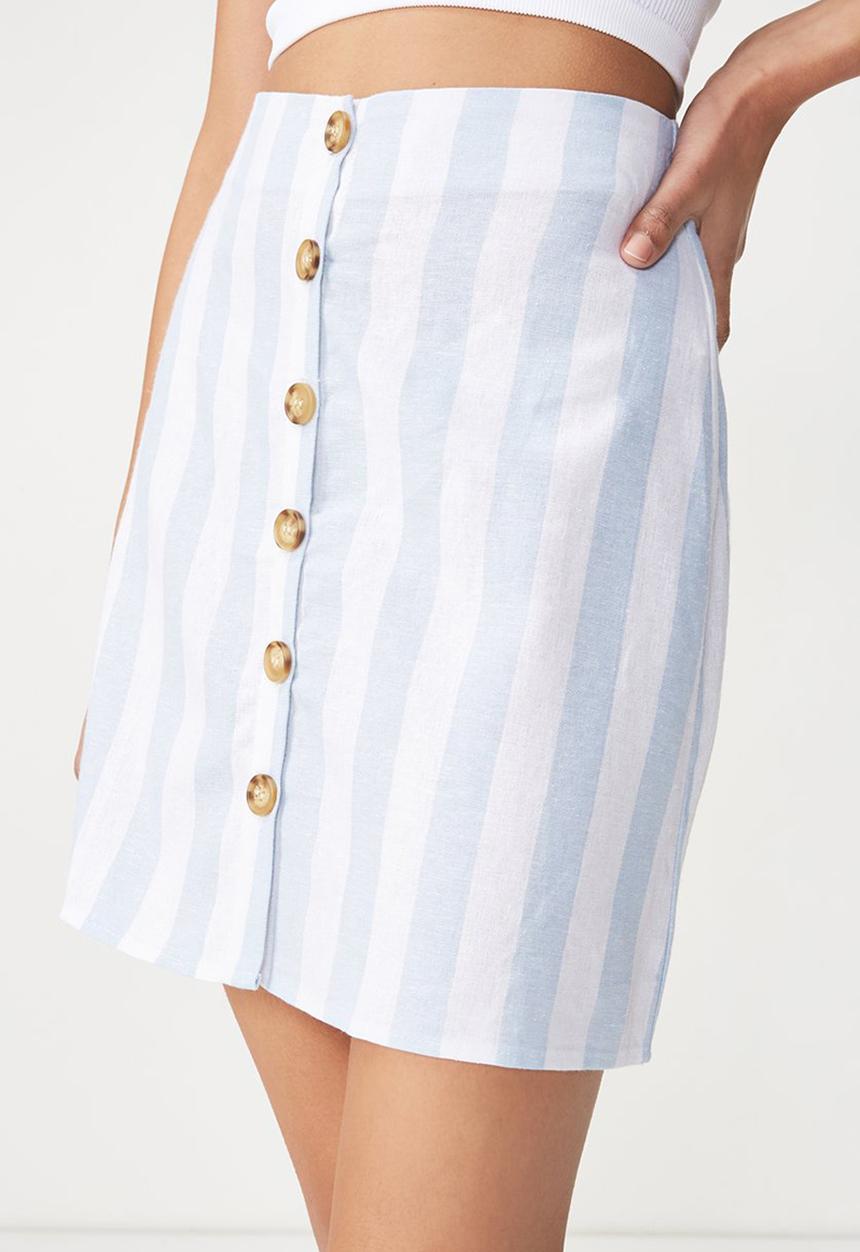 Cotton On - Woven Medina mini skirt - white & blue 