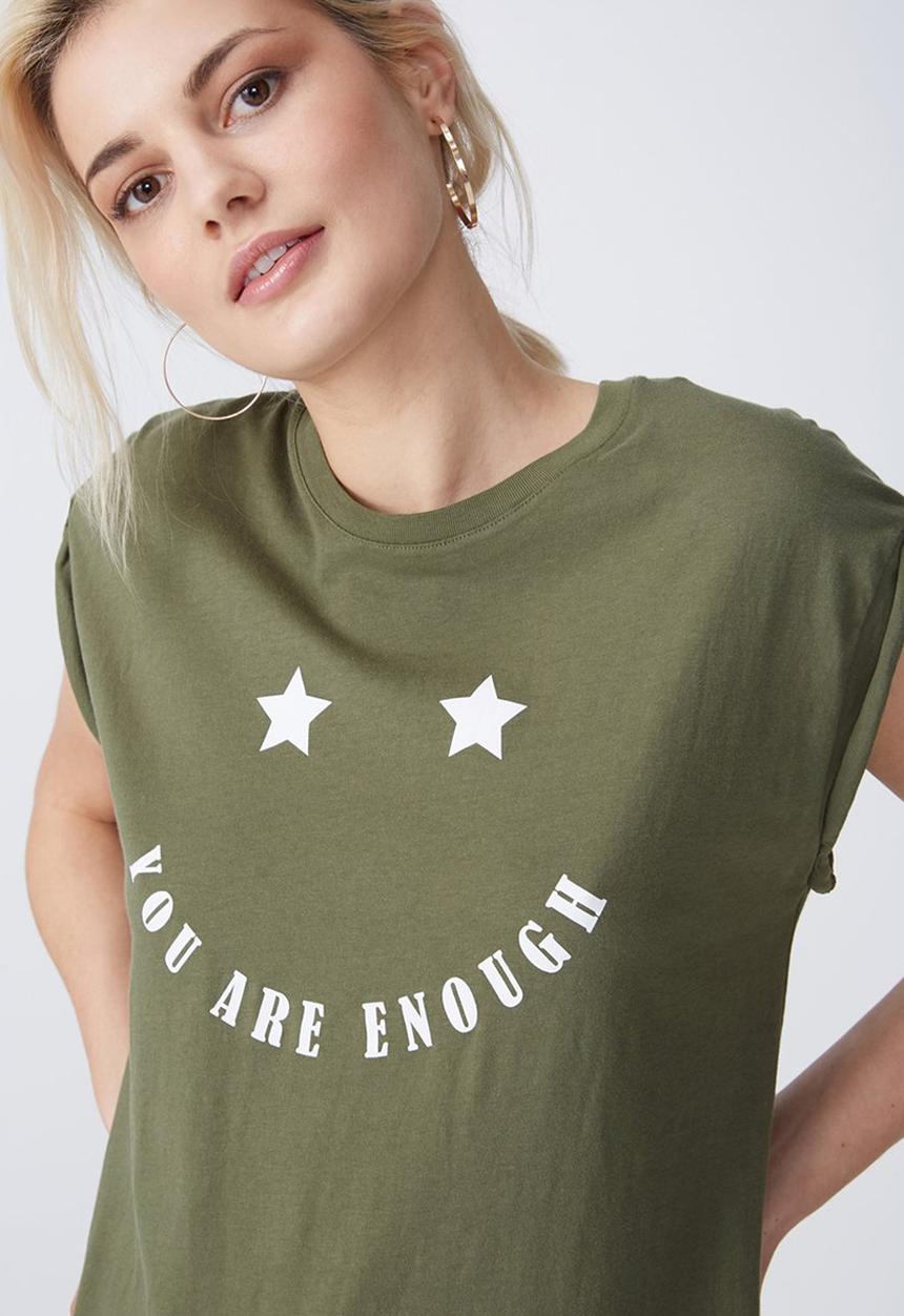 Cotton On - Tbar Kelly drop shoulder - khaki