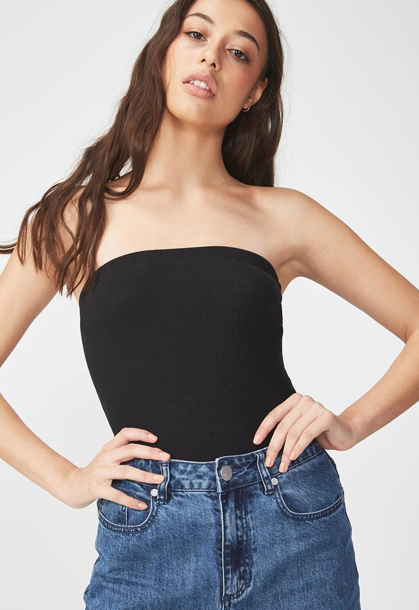 Cotton On - Kylie strapless bodysuit - black