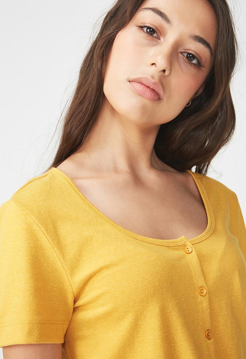 Cotton On - Penny scoop tie up henley - yellow