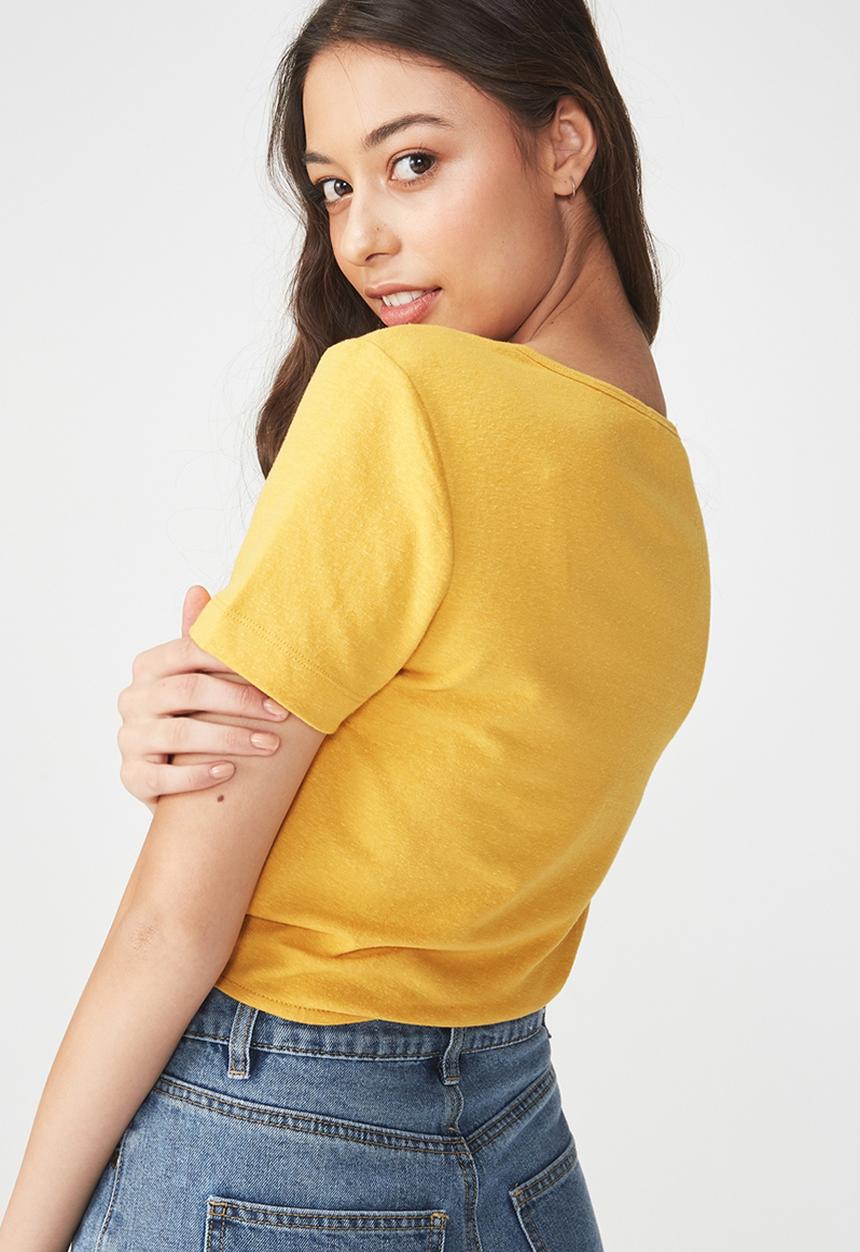 Cotton On - Penny scoop tie up henley - yellow
