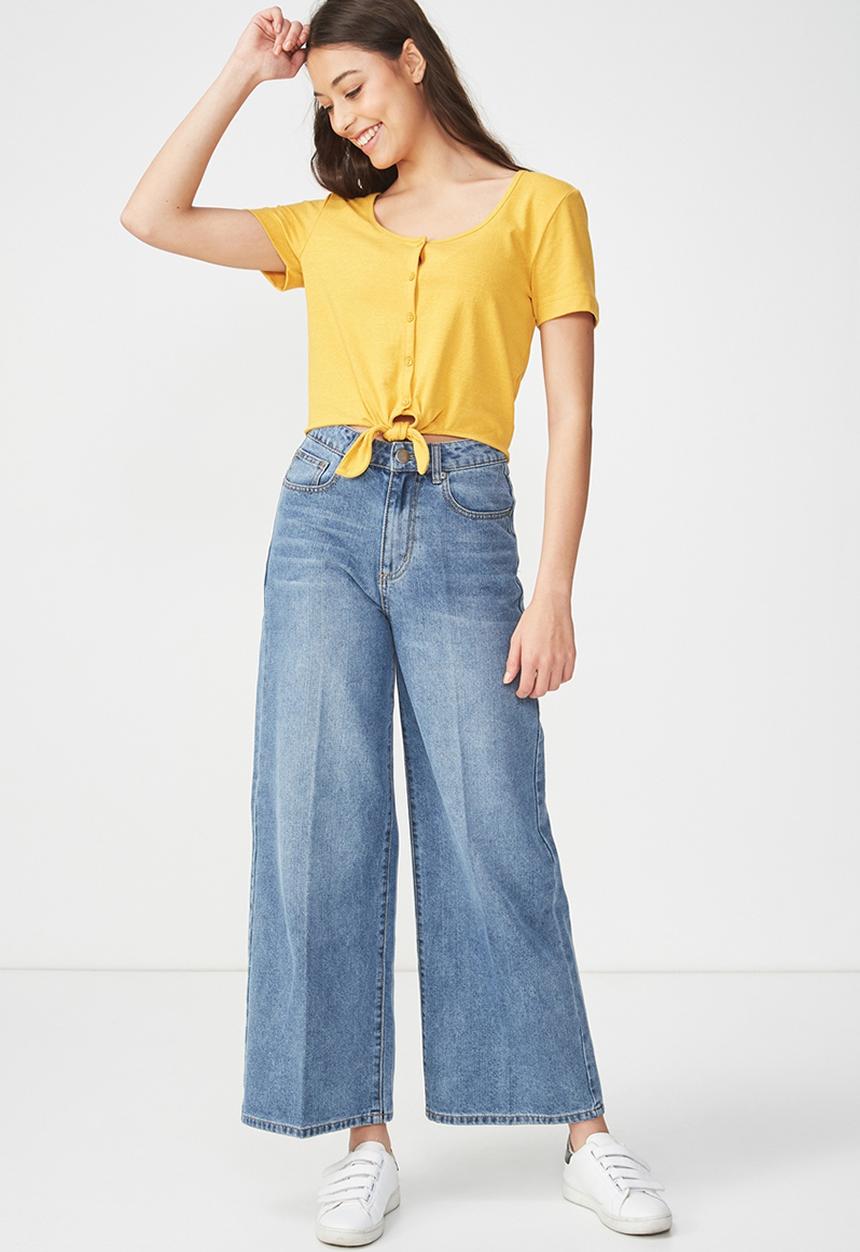 Cotton On - Penny scoop tie up henley - yellow