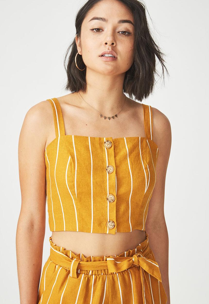 Cotton On - Carla button front tank - gold 
