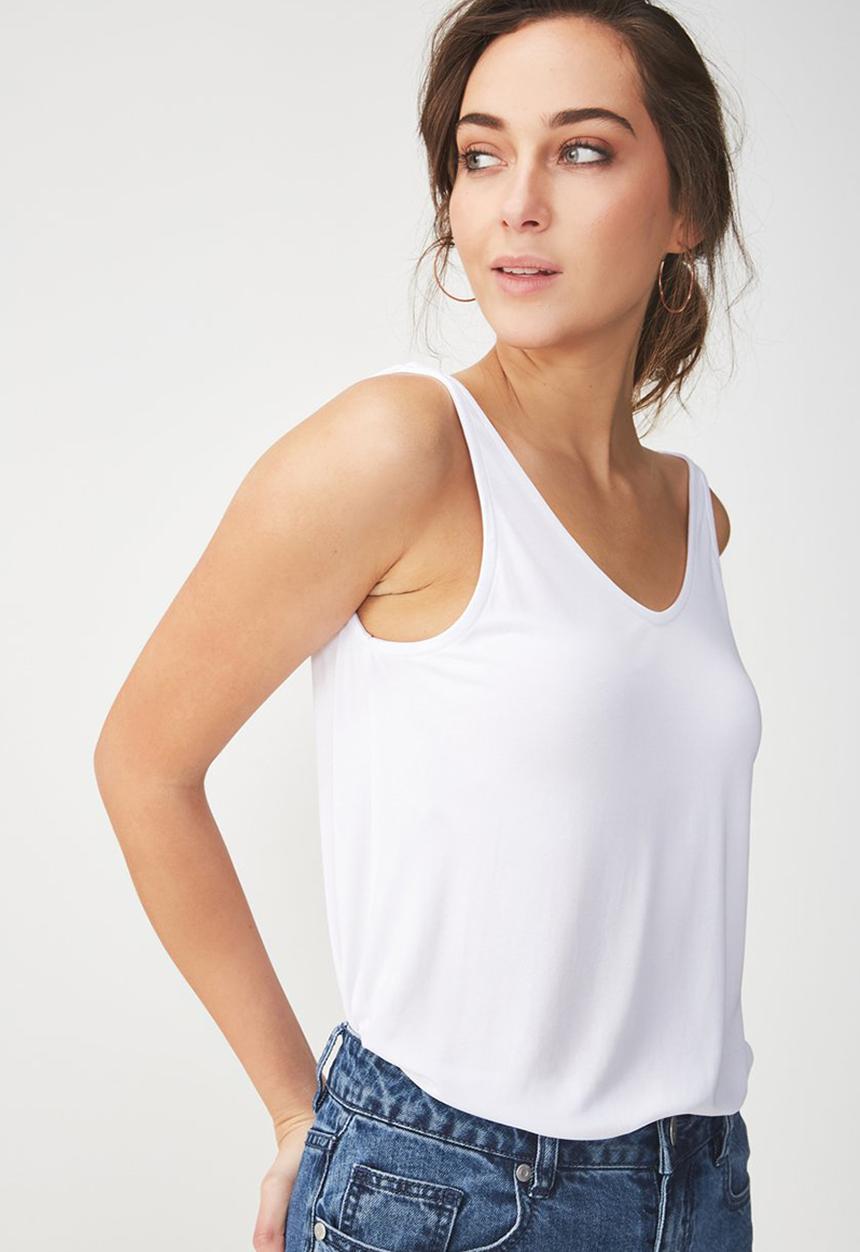 Cotton On - Tia scooped high low tank - white