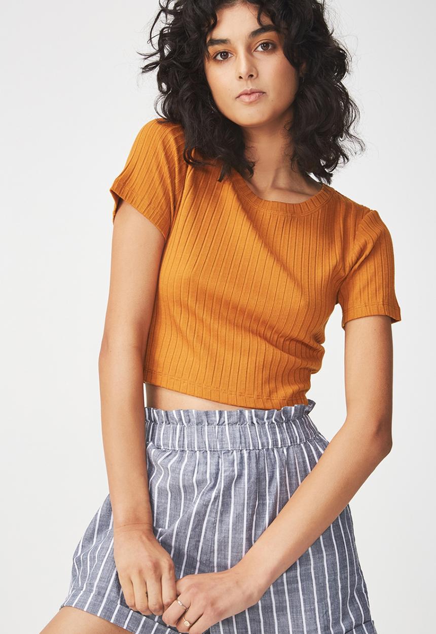 Cotton On - Beth close to the body rib top - tan