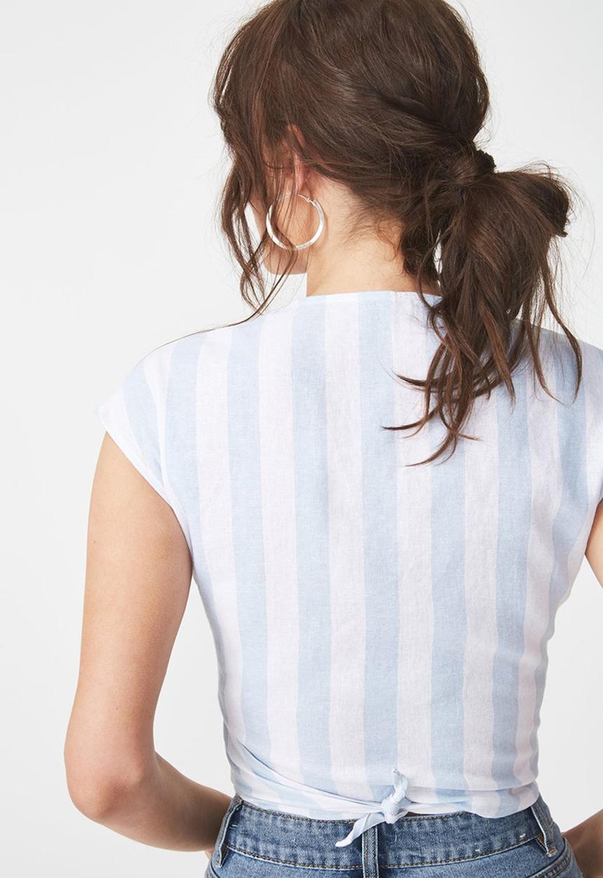 Cotton On - Jamie wrap top - white & blue