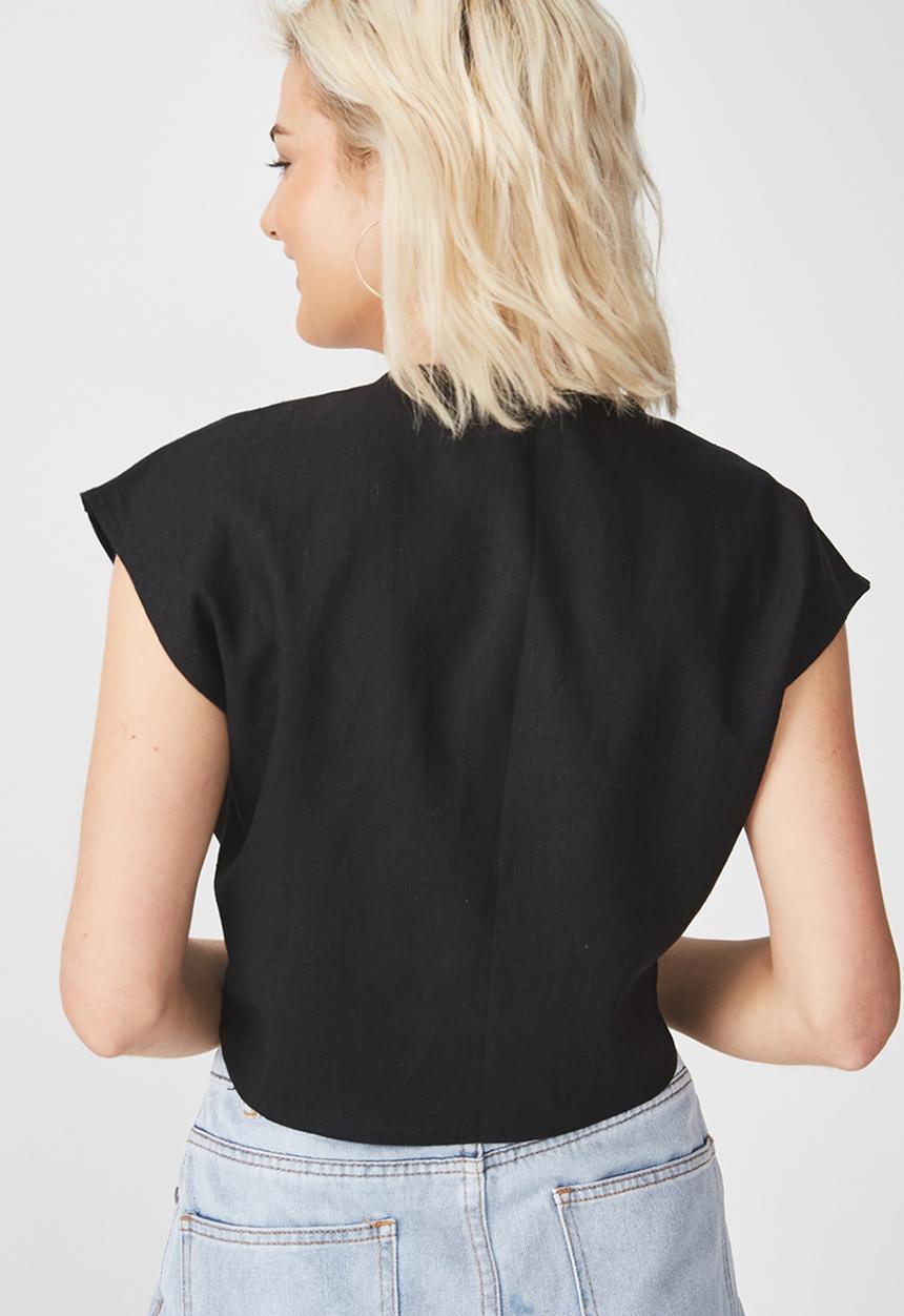 Cotton On - Jamie wrap top - black