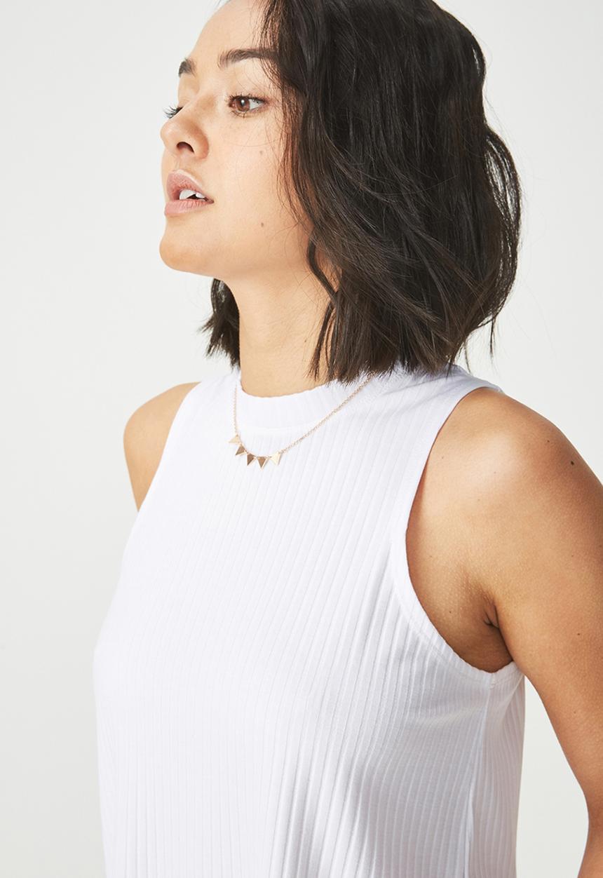 Cotton On - Whit high crew sleeveless tank - white