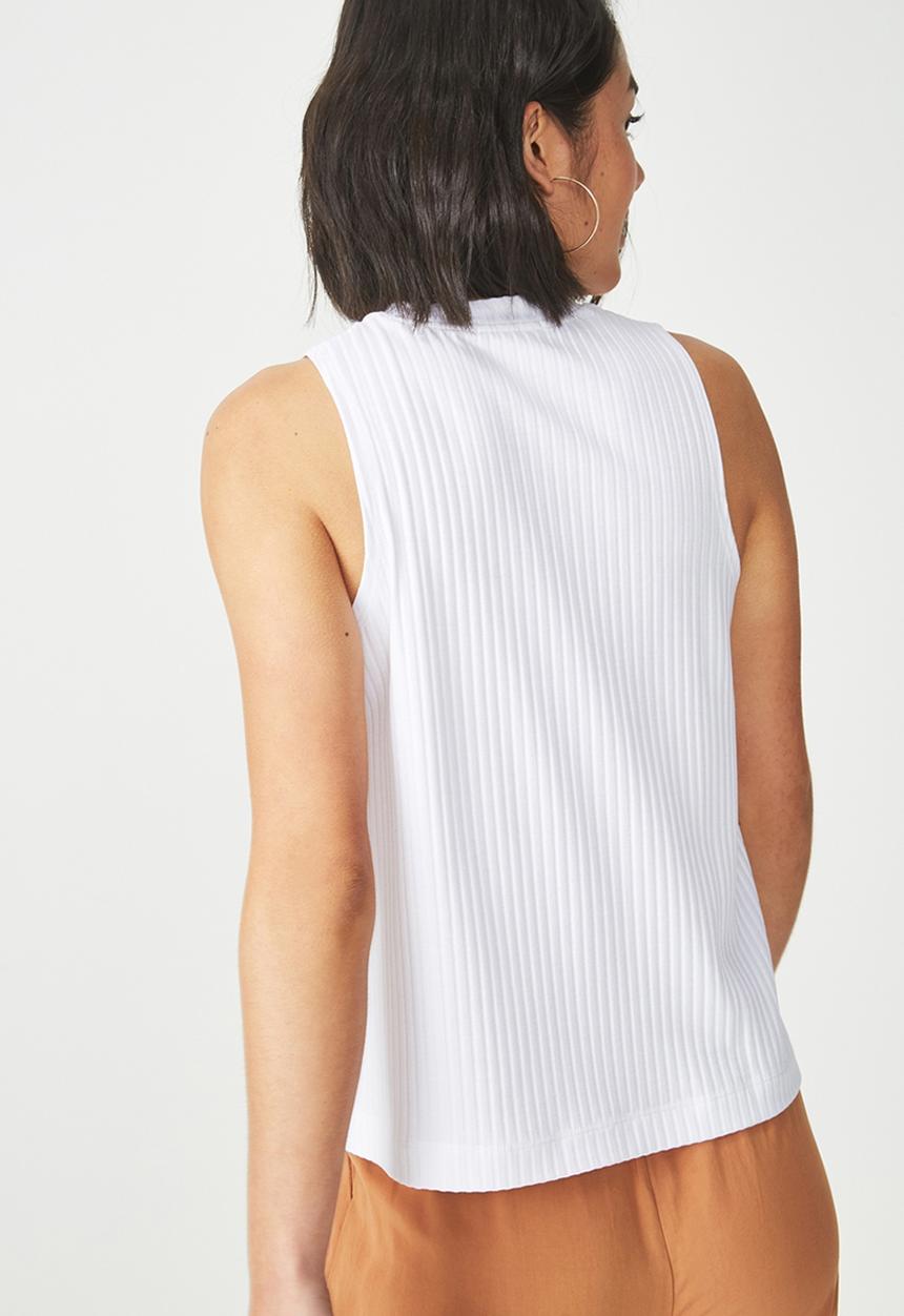 Cotton On - Whit high crew sleeveless tank - white