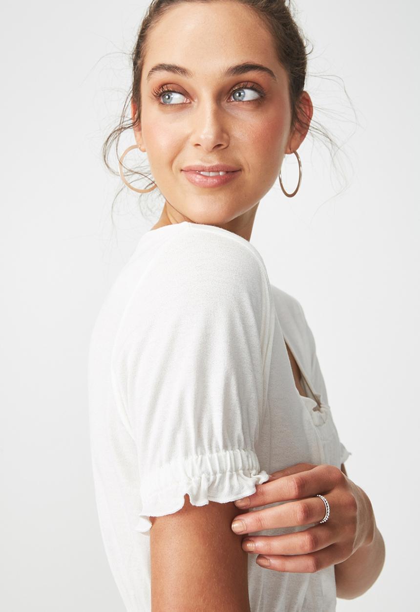 Cotton On - Meredith prairie top - white