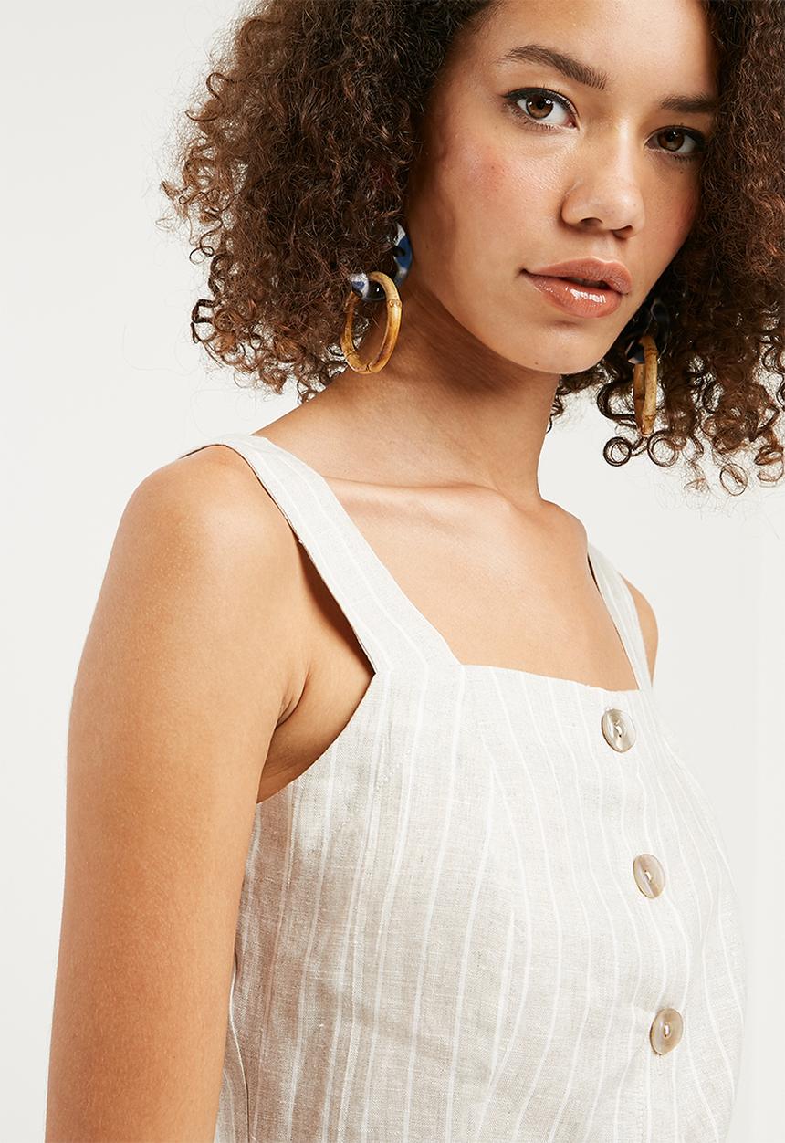 Superbalist - Button front cami - beige & white