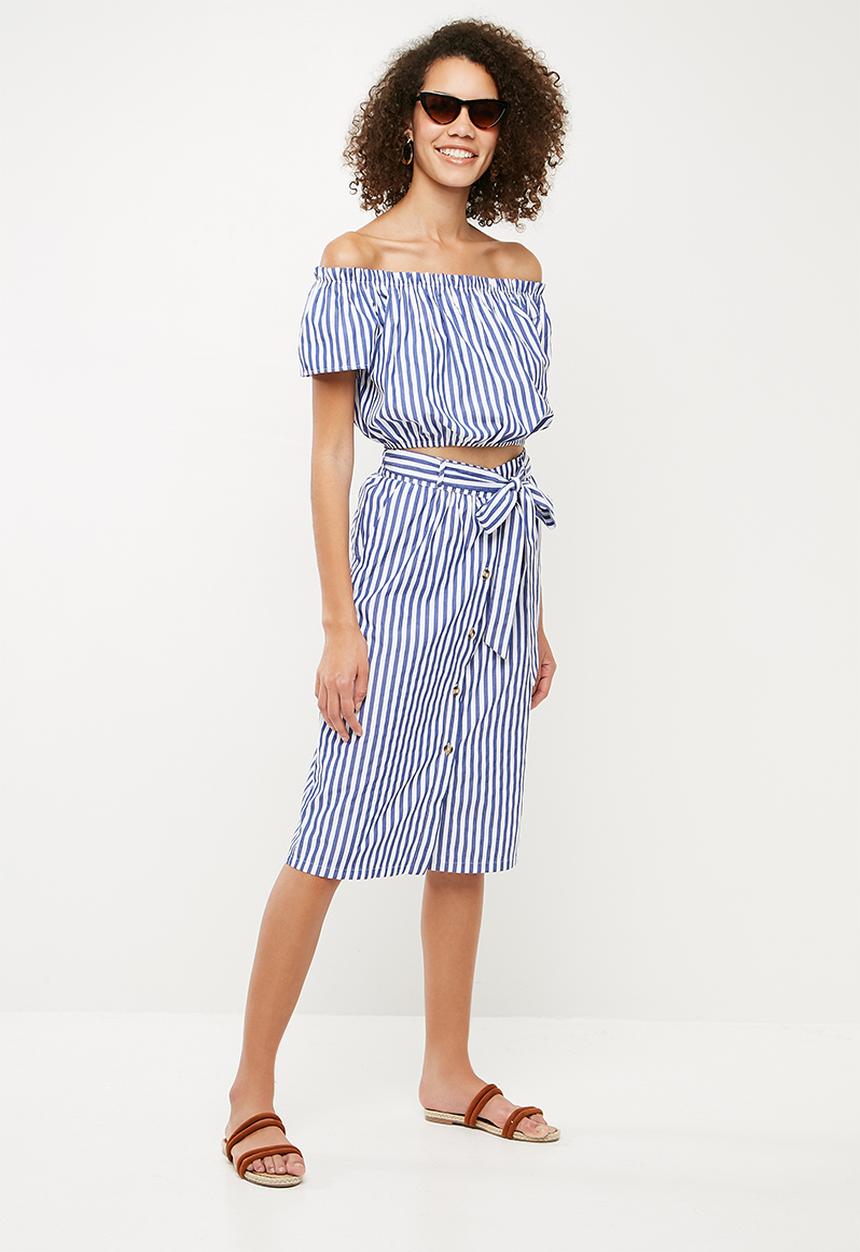 Superbalist - Paperbag pencil skirt - blue & white