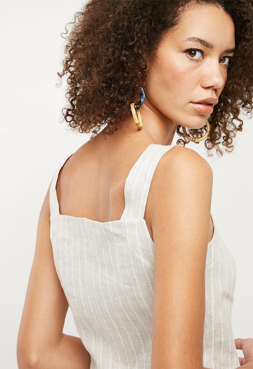 Superbalist - Button front cami - beige & white