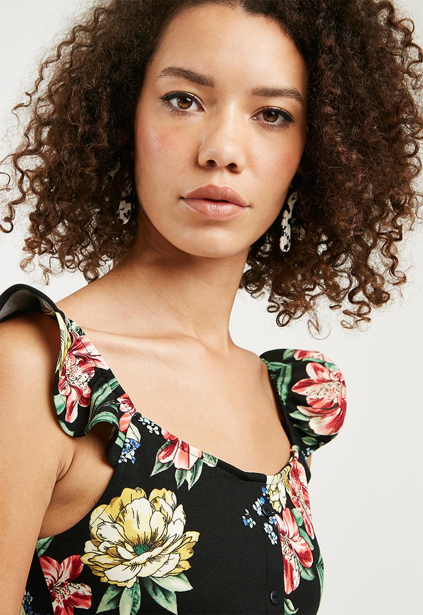 Superbalist - Button through fitted cami - black