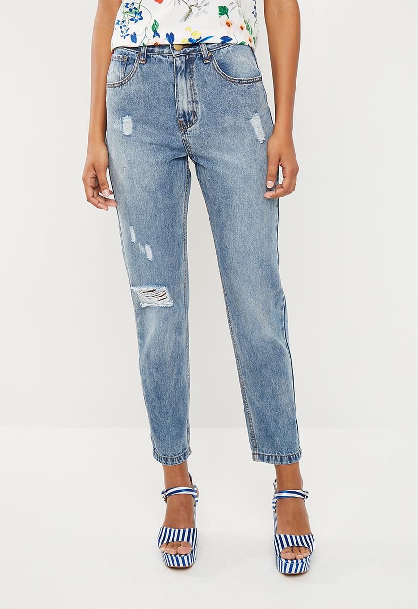 Superbalist - Rip & repair mom jeans - blue