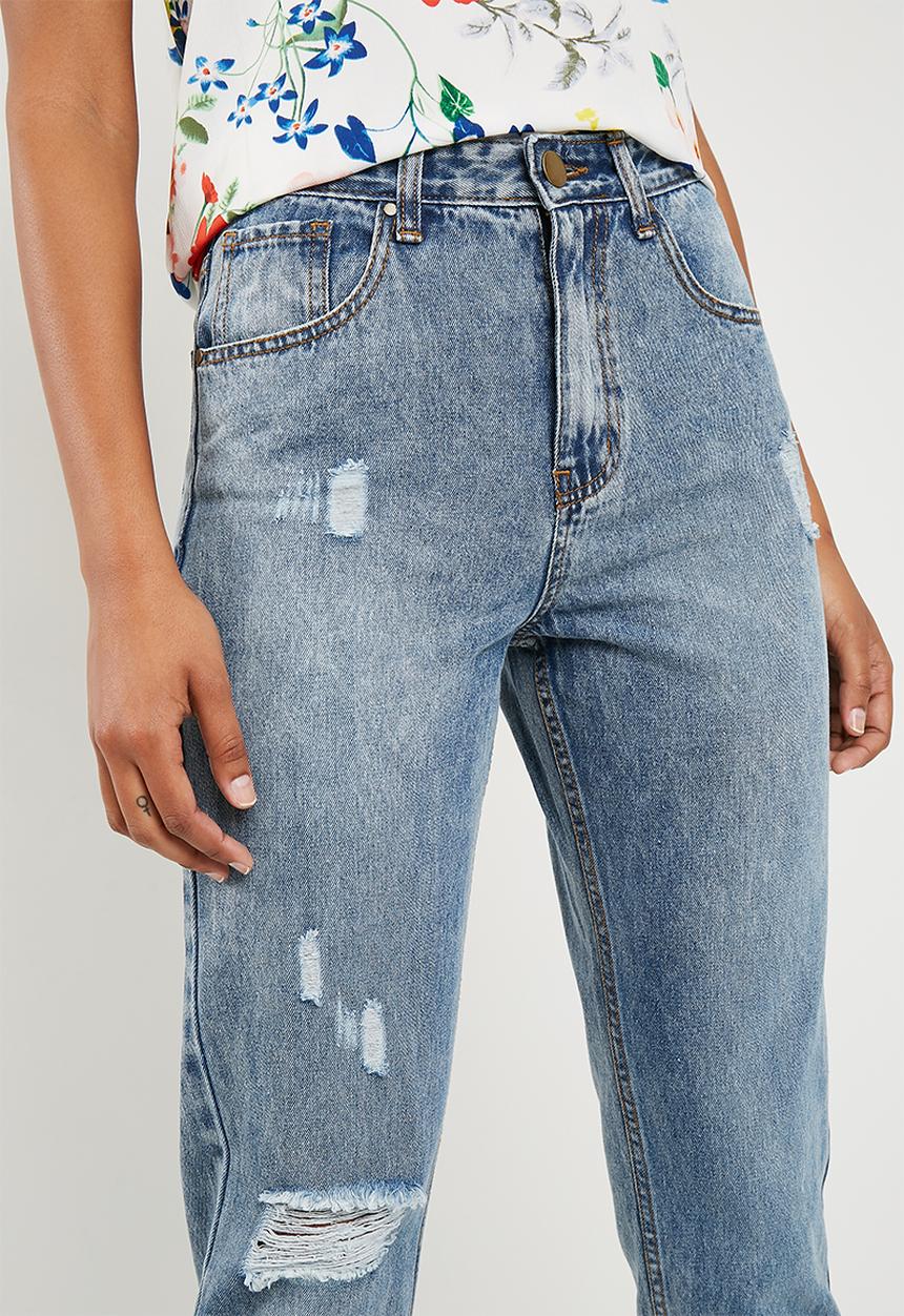 Superbalist - Rip & repair mom jeans - blue