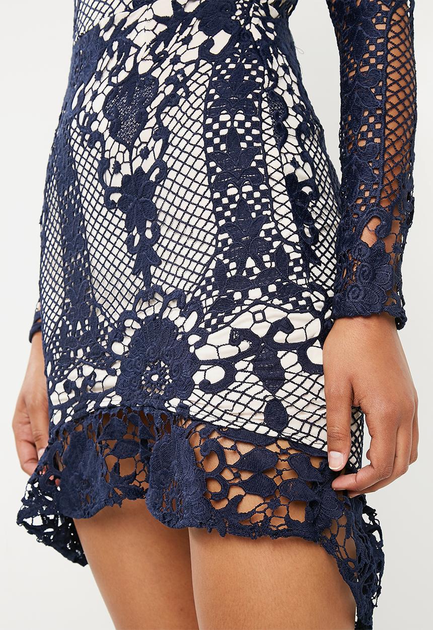 Missguided - Lace flippy bodycon - navy