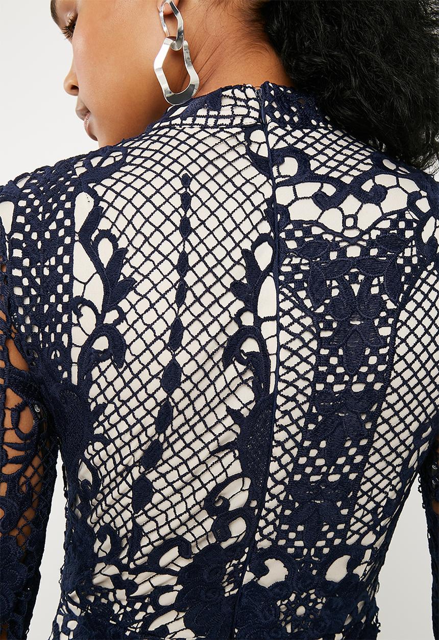 Missguided - Lace flippy bodycon - navy