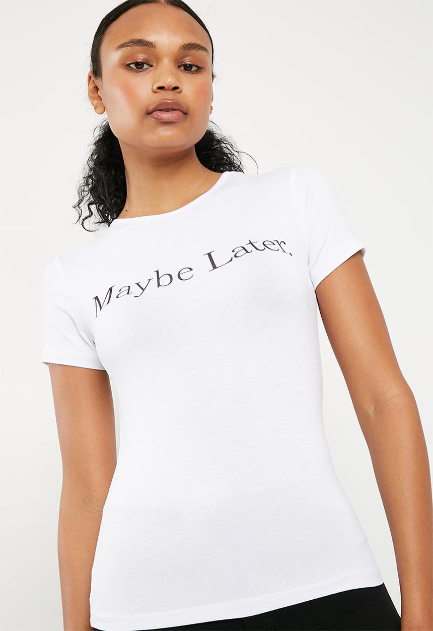 Missguided - Slogan maybe later T-shirt - white