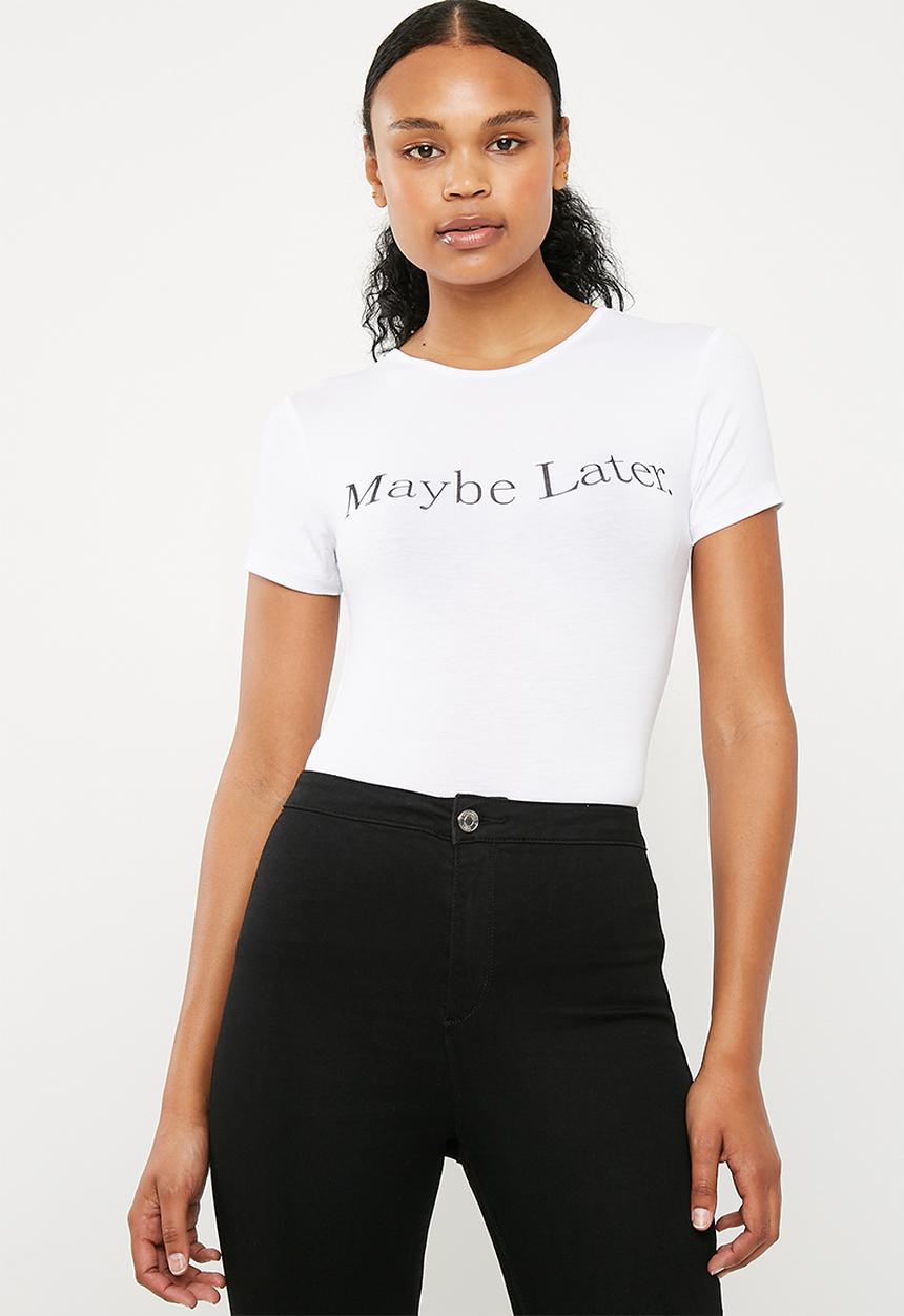 Missguided - Slogan maybe later T-shirt - white