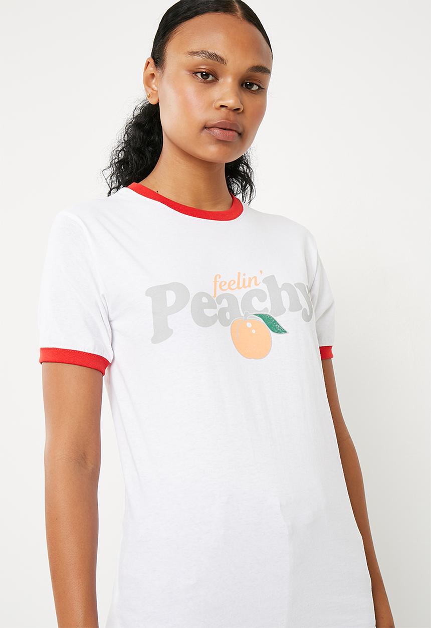 Missguided - Feelin' peachy T-shirt - white