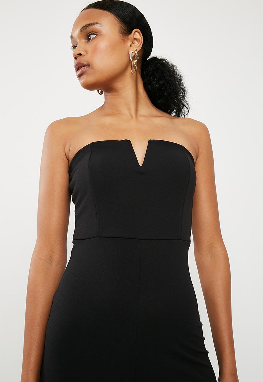 Missguided - V bar bandeau jumpsuit - black