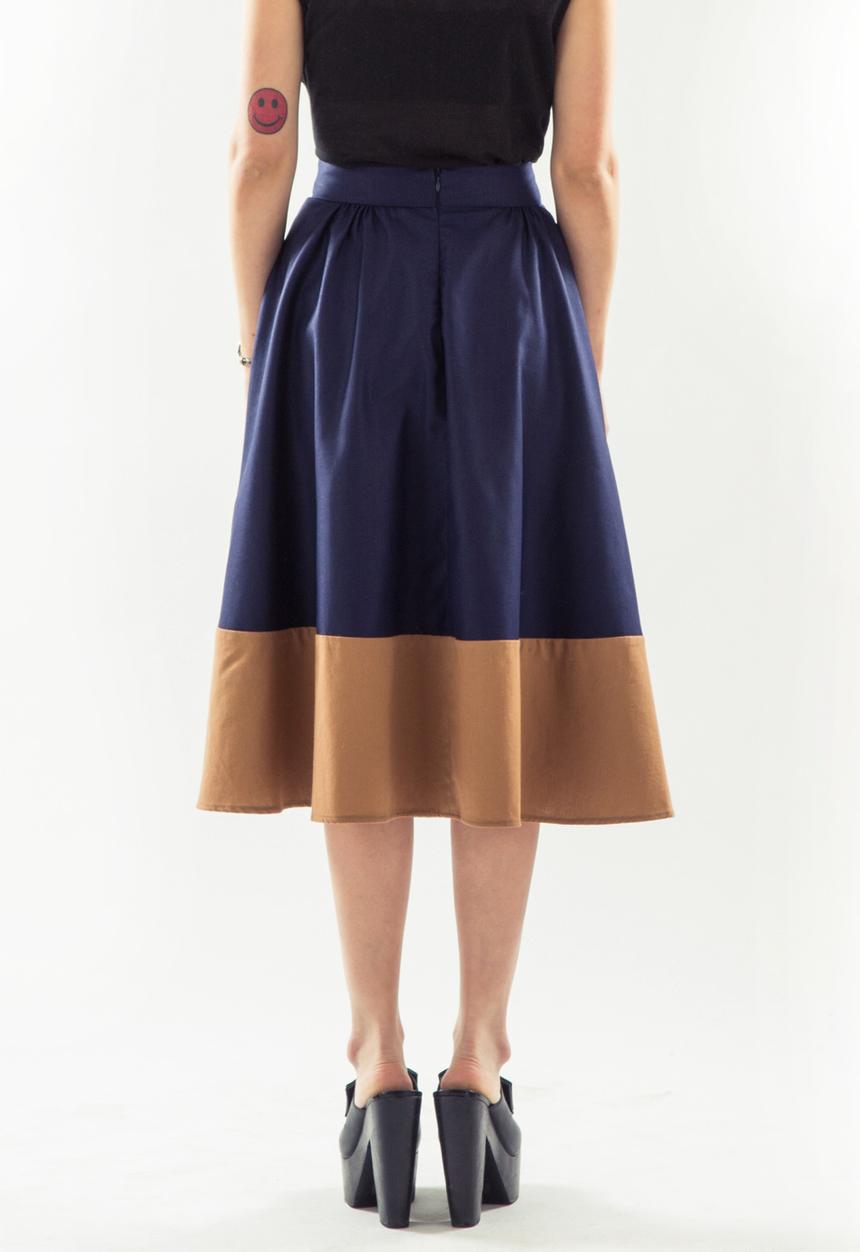 Neighbourgoods Market - Midi Panel Skirt – Navy & Tan