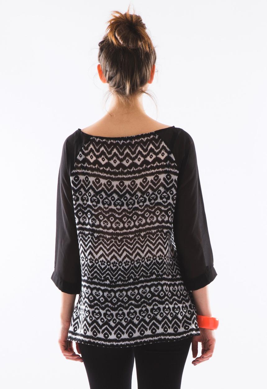 Big Blowout Sale - Raglan Sleeve Top – Black & White Print