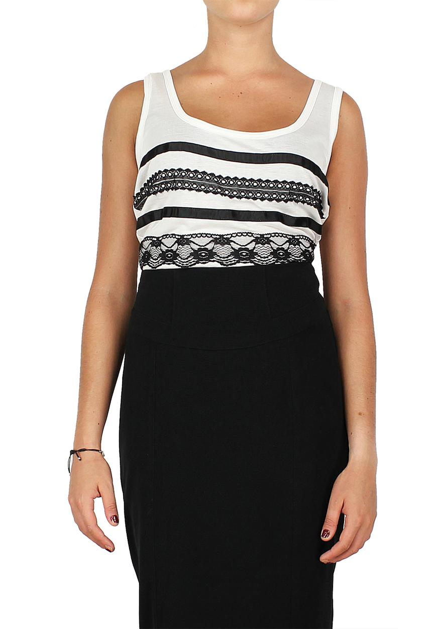 Big Blowout Sale - Vest with Lace Detail – Black & White