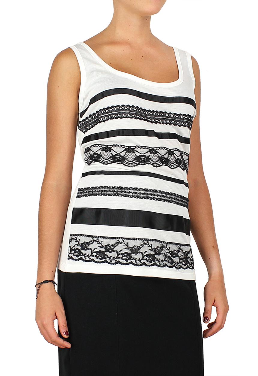 Big Blowout Sale - Vest with Lace Detail – Black & White