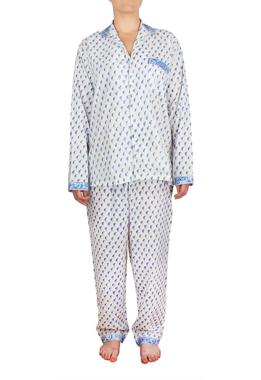 Big Blowout Sale - Cotton Pyjamas – Blue Leaf Print