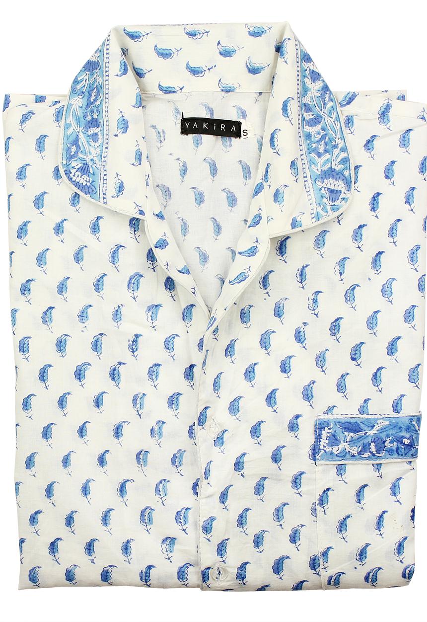 Big Blowout Sale - Cotton Pyjamas – Blue Leaf Print