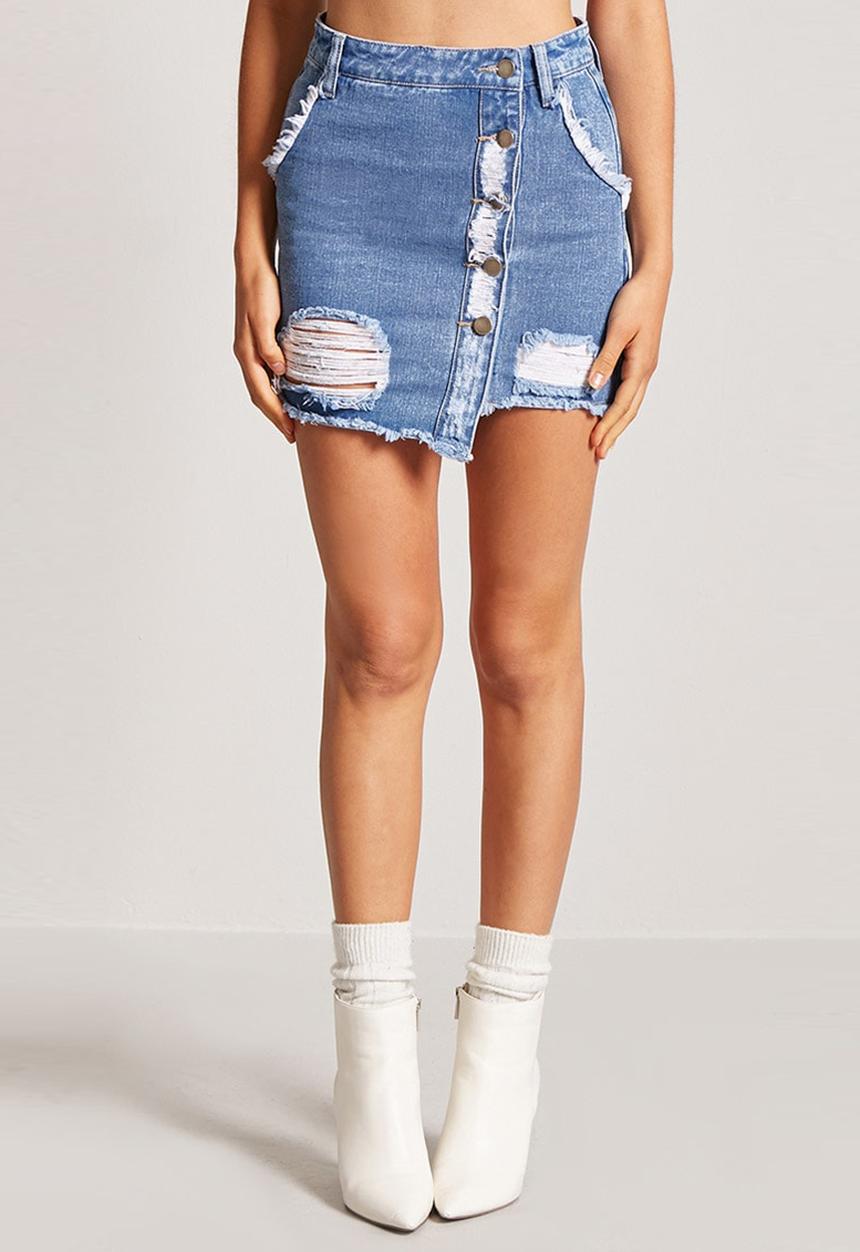 Forever21 - Asymmetric Denim Skirt Blue